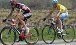 Frank Schleck leads Davide Rebellin during the sixth stage of Paris-Nice 2007
